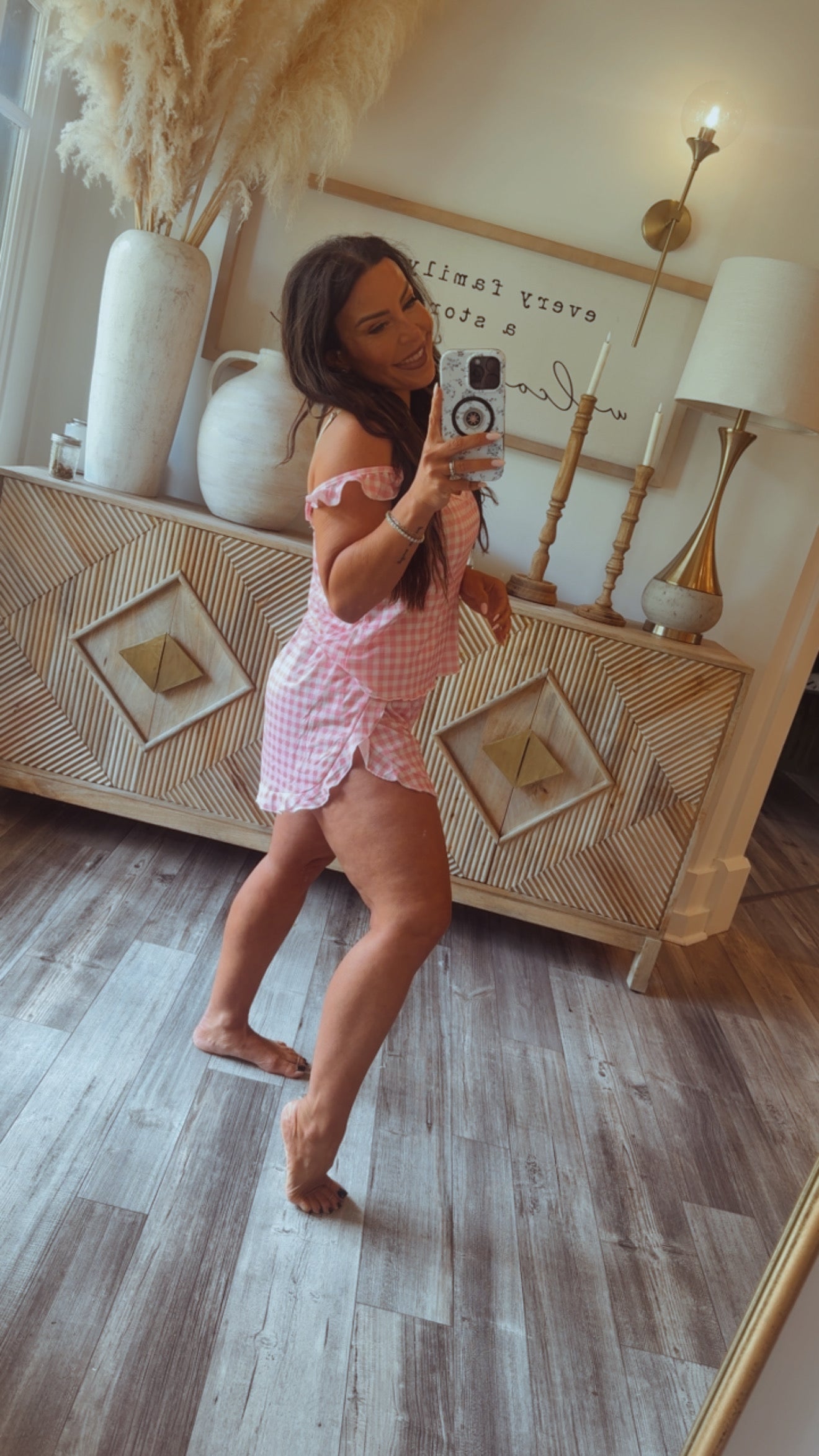 Pink and White Gingham Ultra Soft Lounge Set
