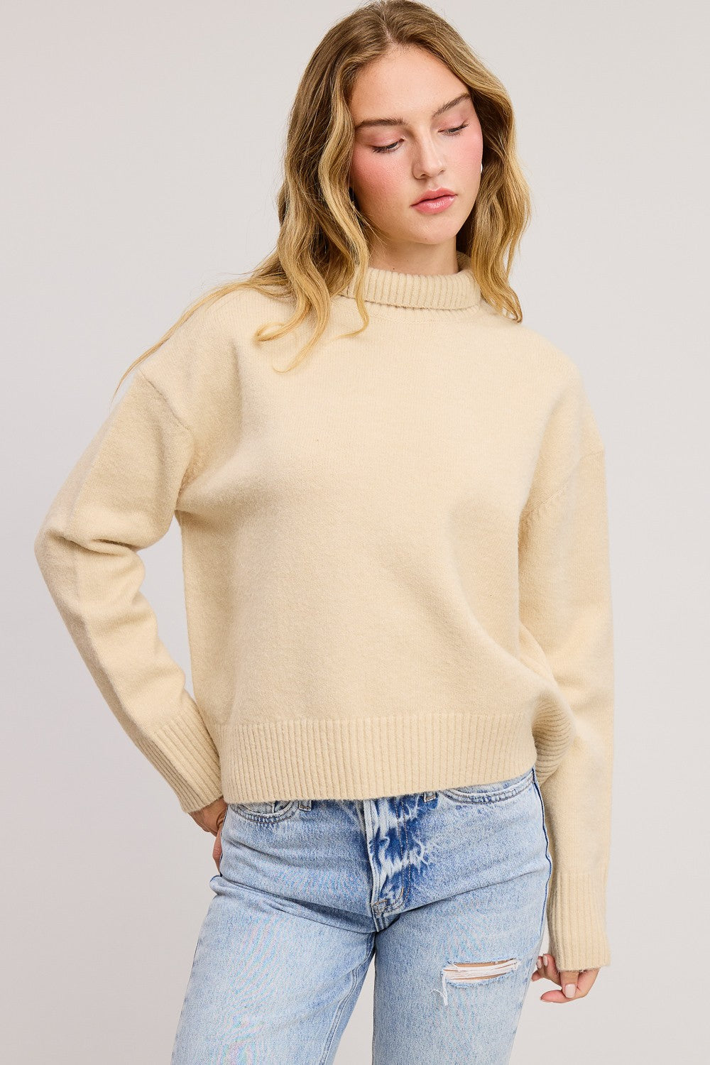 Oatmeal The Luxe Loft Mock Neck Pullover