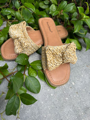Brown and Natural Bow Sandals