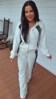 "Run the World" Jogger Set Navy and White Luxe Hoodie and Jogger Set