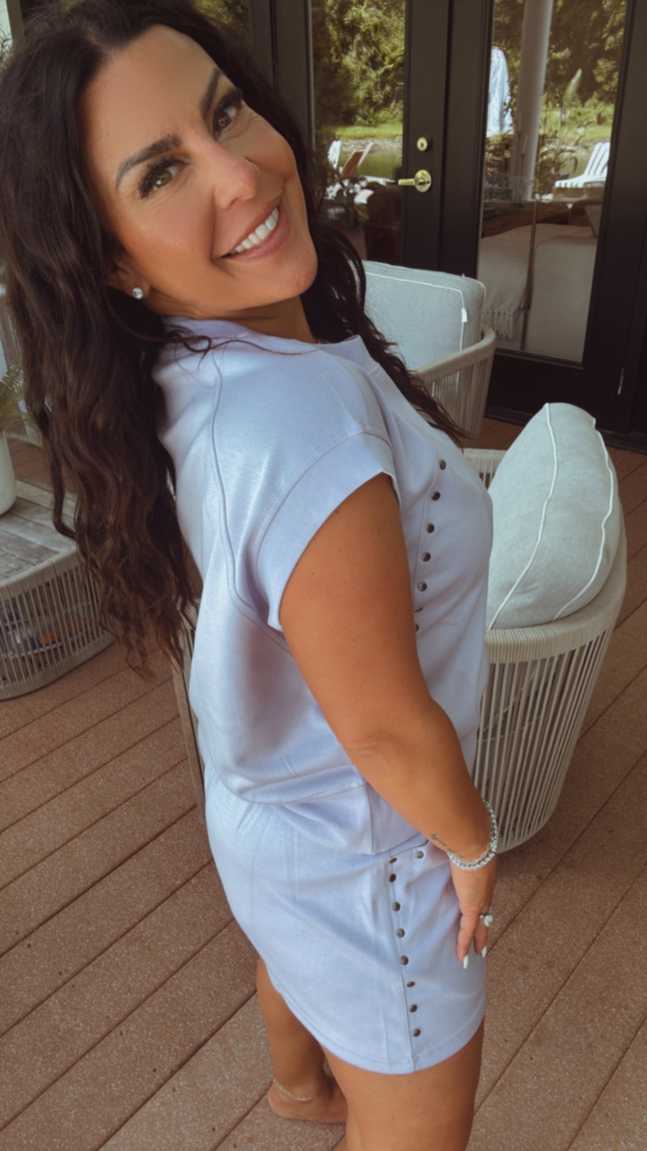 Ultra Soft Lavender Metal Studded Shorts