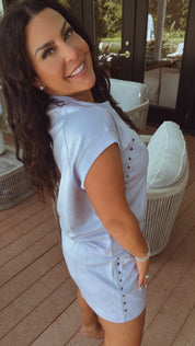 Ultra Soft Lavender Metal Studded Shorts