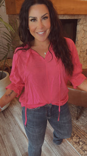 Lightweight Vneck Ruffle Sleeve Coco and Carmen Top