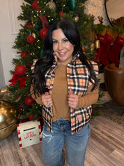 Chic Plaid Puffer Vest Jacket-JESS LEA