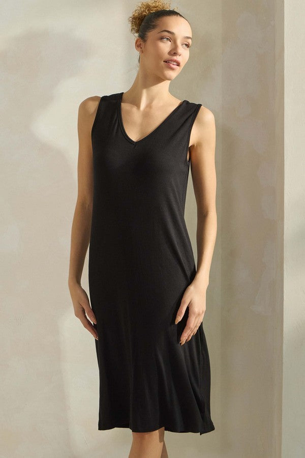 Women's Ribbed Viscose V-neck Almost Naked Tank Dress