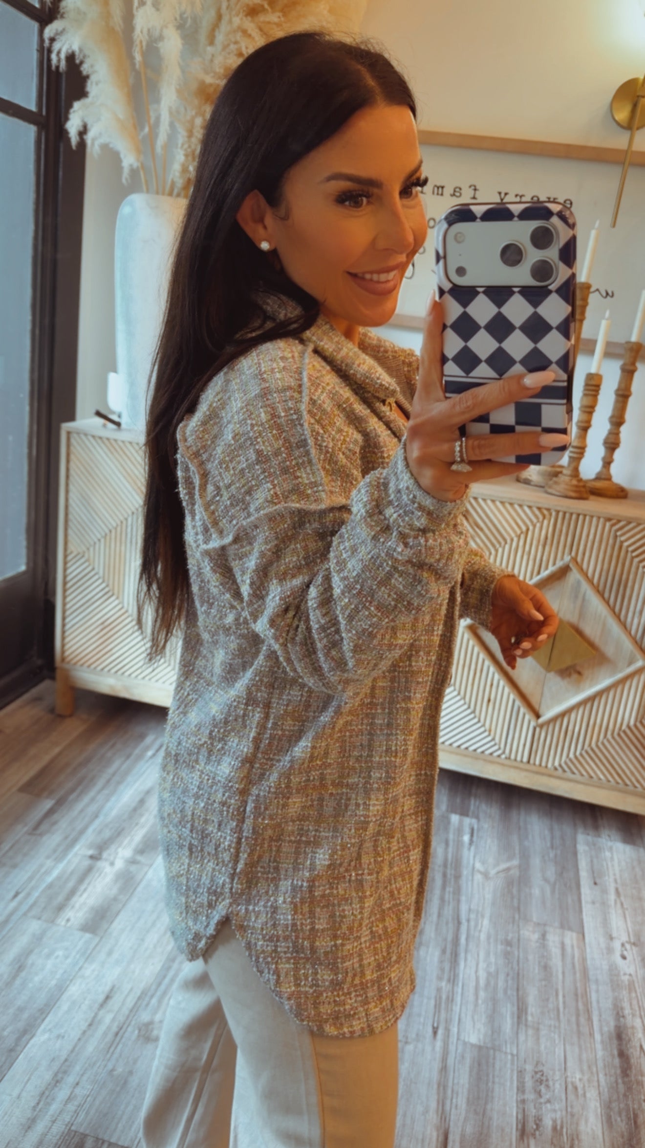 Sparkle Multicolor Button Up Lightweight Shacket