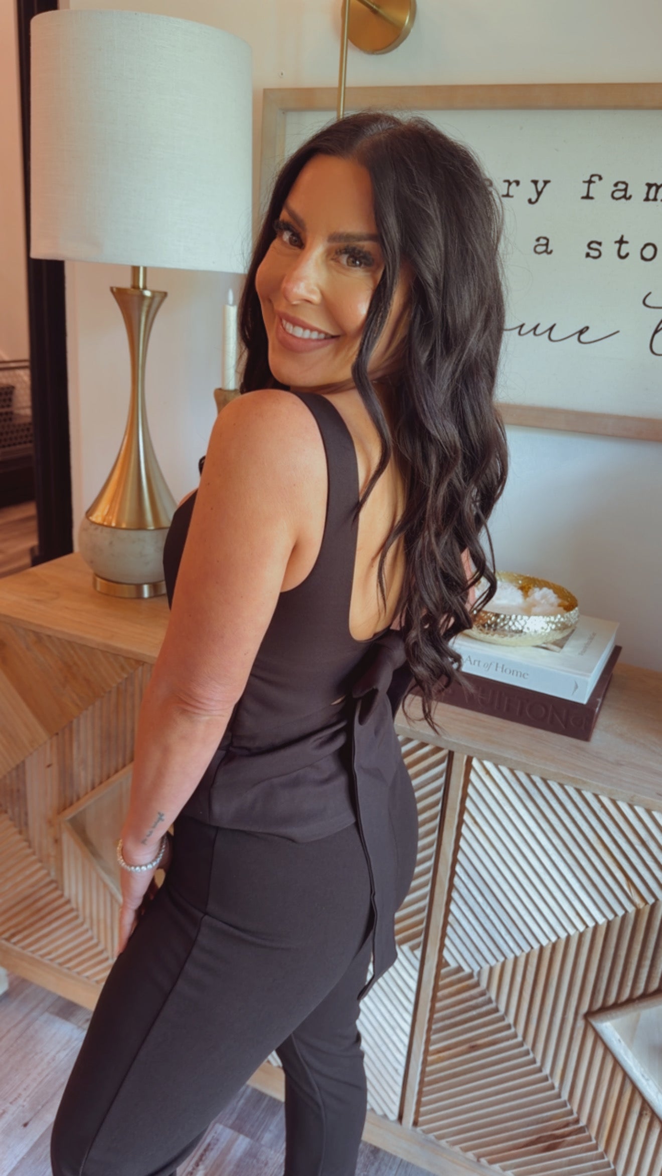 Black Bow Back Corset Tank