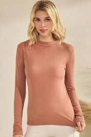 Crazy Soft Ribbed Modal Mock Neck Long Sleeve