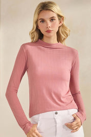Crazy Soft Ribbed Modal Mock Neck Long Sleeve