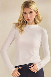 Crazy Soft Ribbed Modal Mock Neck Long Sleeve