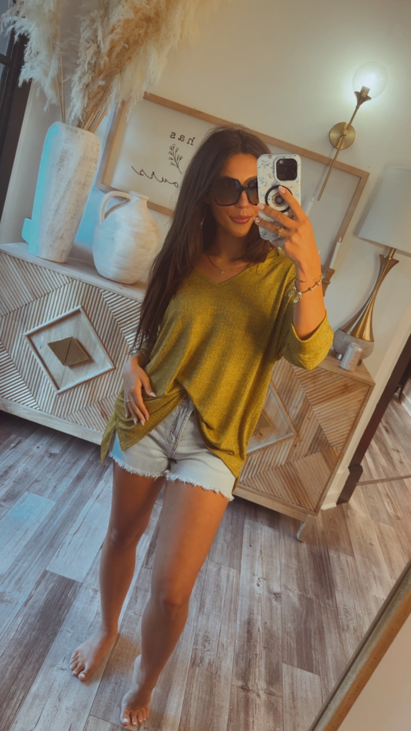 Soft Loose Fit Long Sleeve Mustard Top