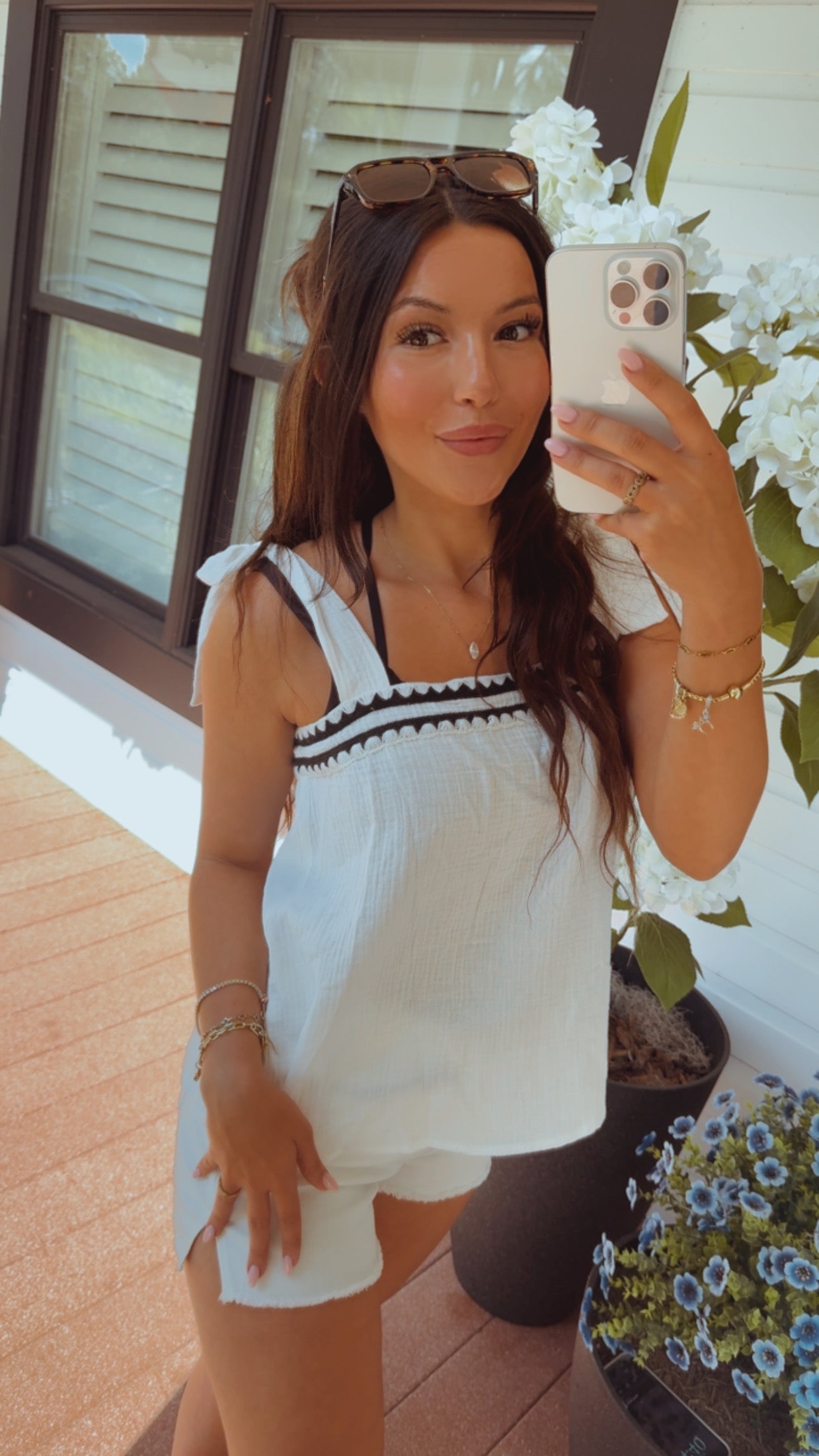 Chic White And Navy Tank