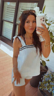 Chic White And Navy Tank