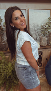 Judy Blue Raw Hem High waist Destroyed Patch Jean Shorts