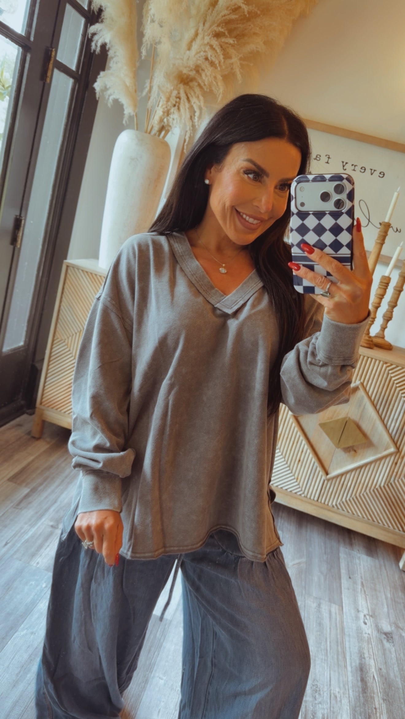 Stitch and CO Washed Charcoal Loose Fit Pullover