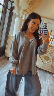 Stitch and CO Washed Charcoal Loose Fit Pullover
