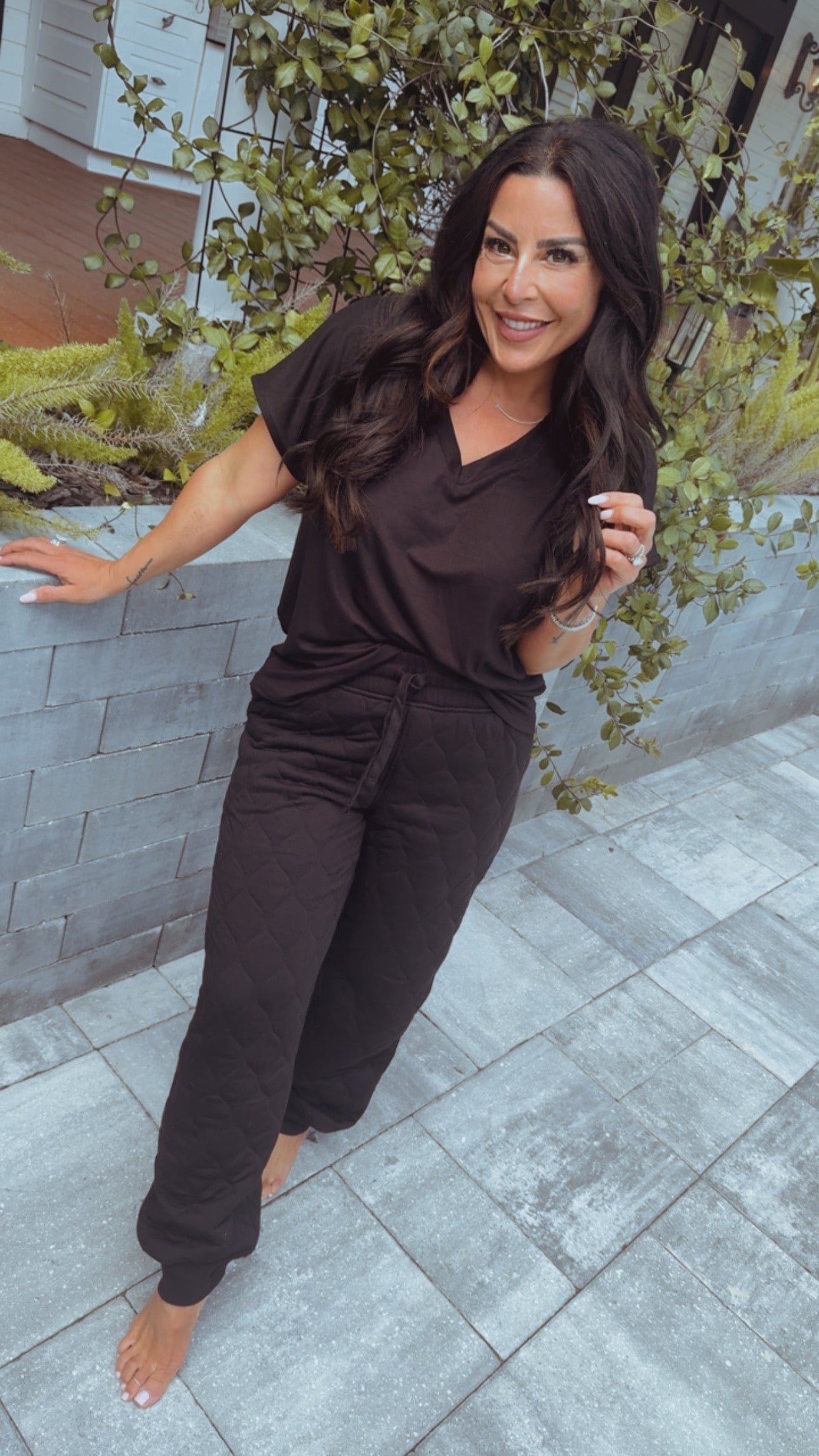 Black Quilted Luxe Joggers