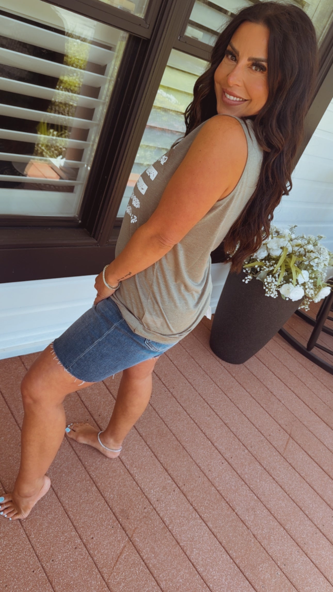 Olive Lightweight Americana Flag Tank