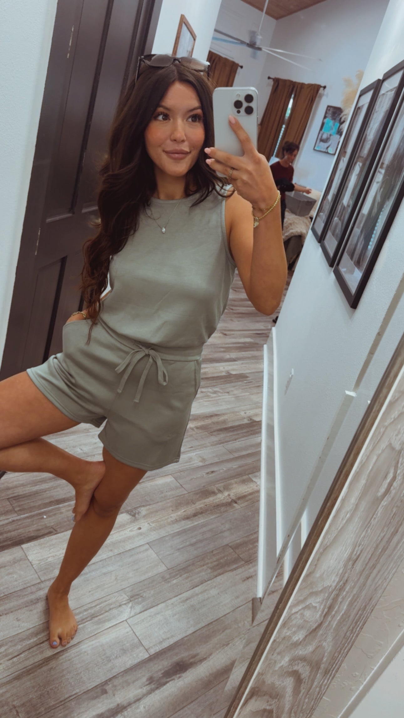 Ultra Sage Green Tank Romper