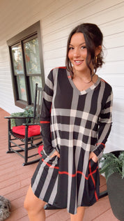Black and White Inspired Plaid Dress