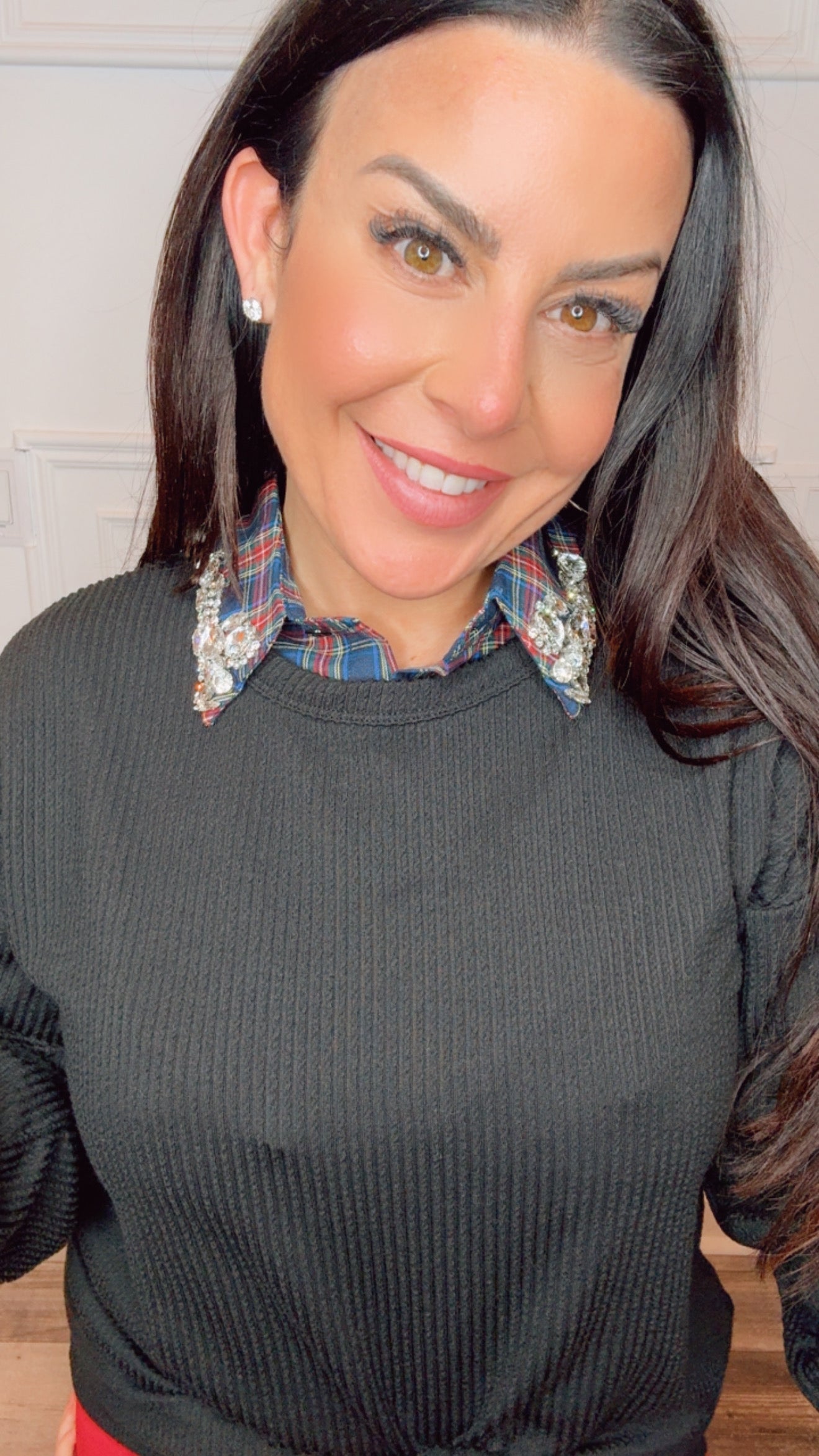 Dark Plaid Diva Sparkle Rhinestone Dicky