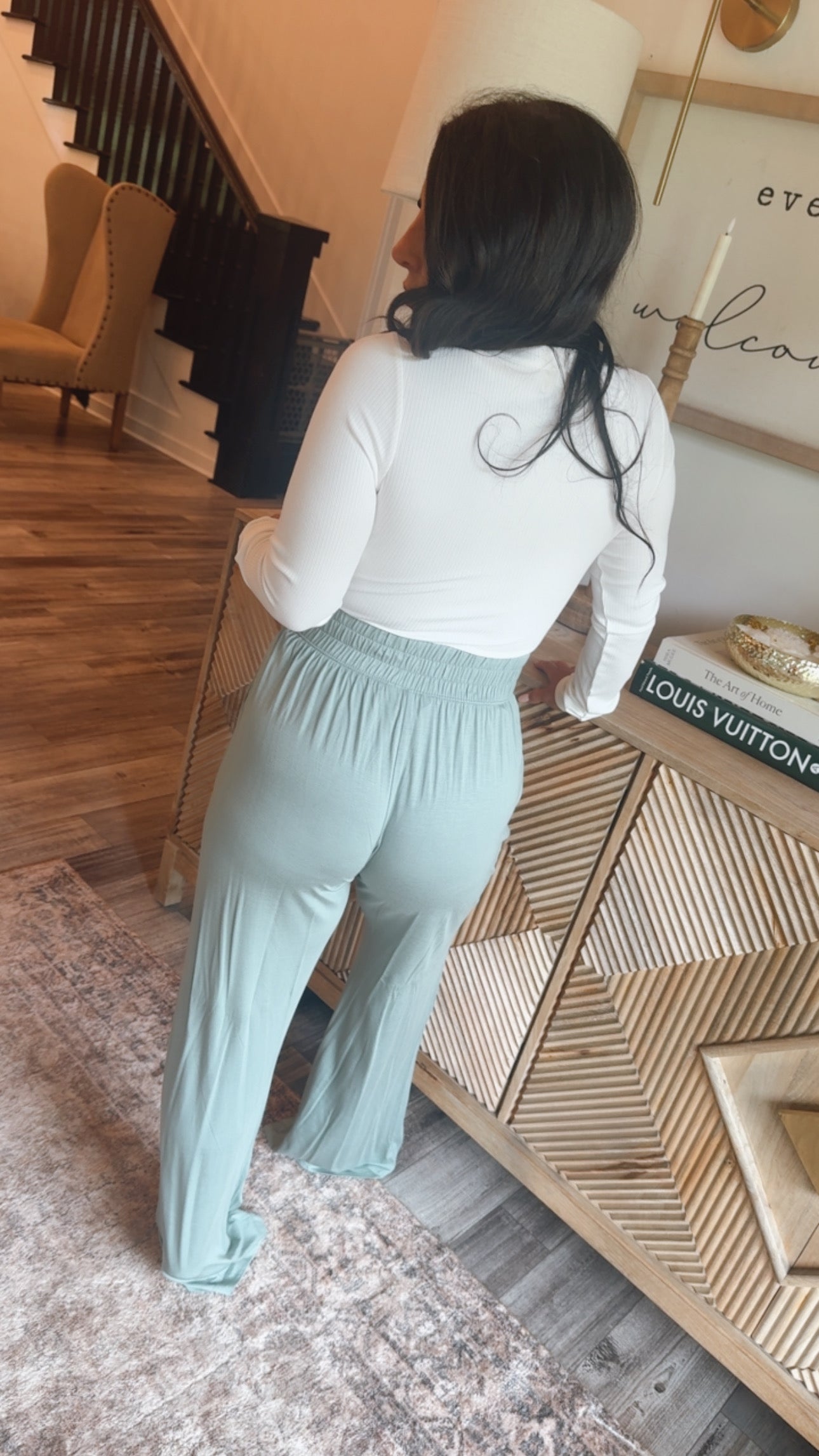 Rae Mode Heaven Soft Moss Green Modal Wide Leg Joggers