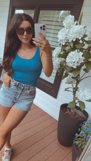 Yelete Aqua Blue Ribbed Reversible Tank