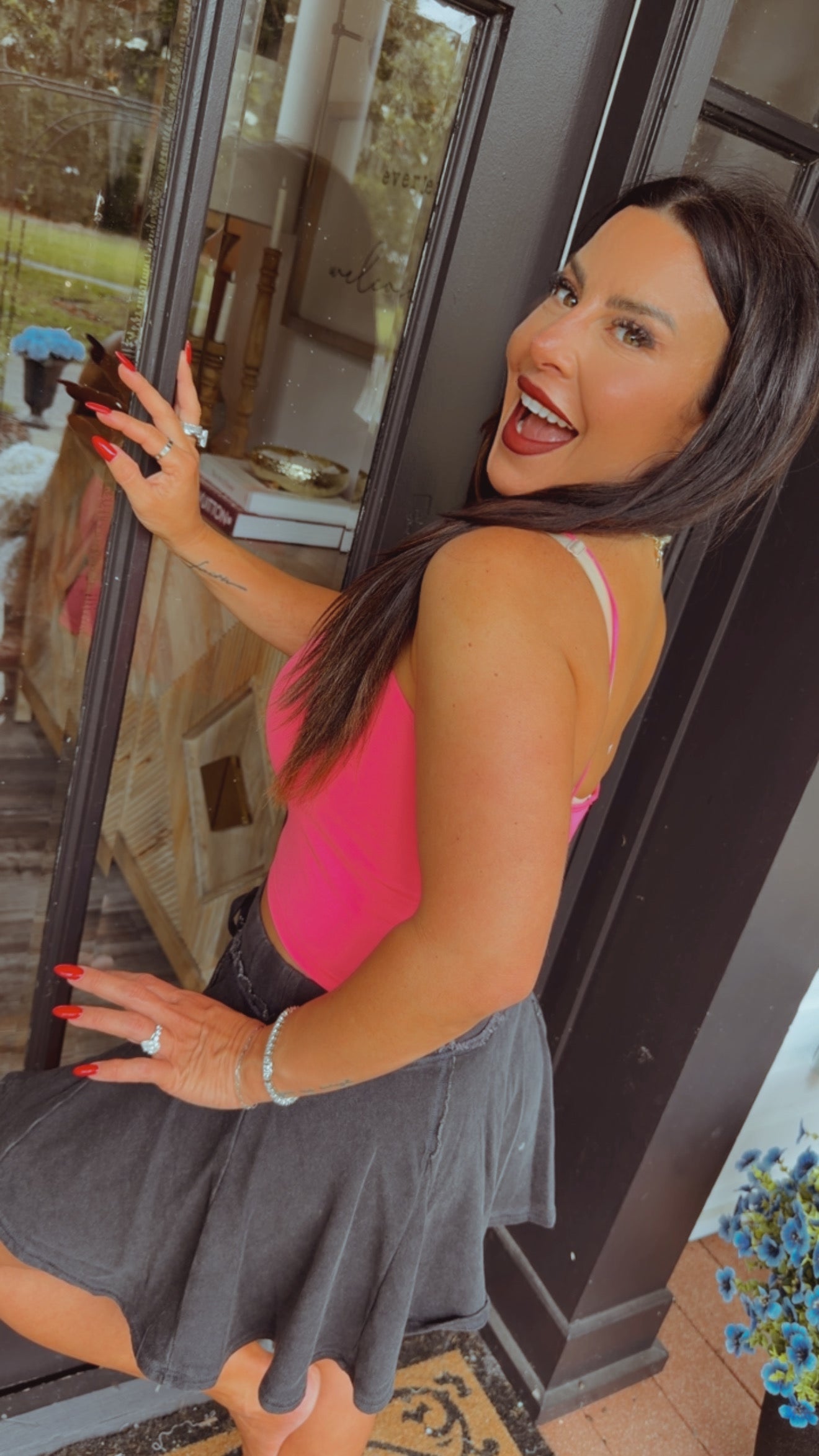 Yelete Hot Pink Thin Strap Tank