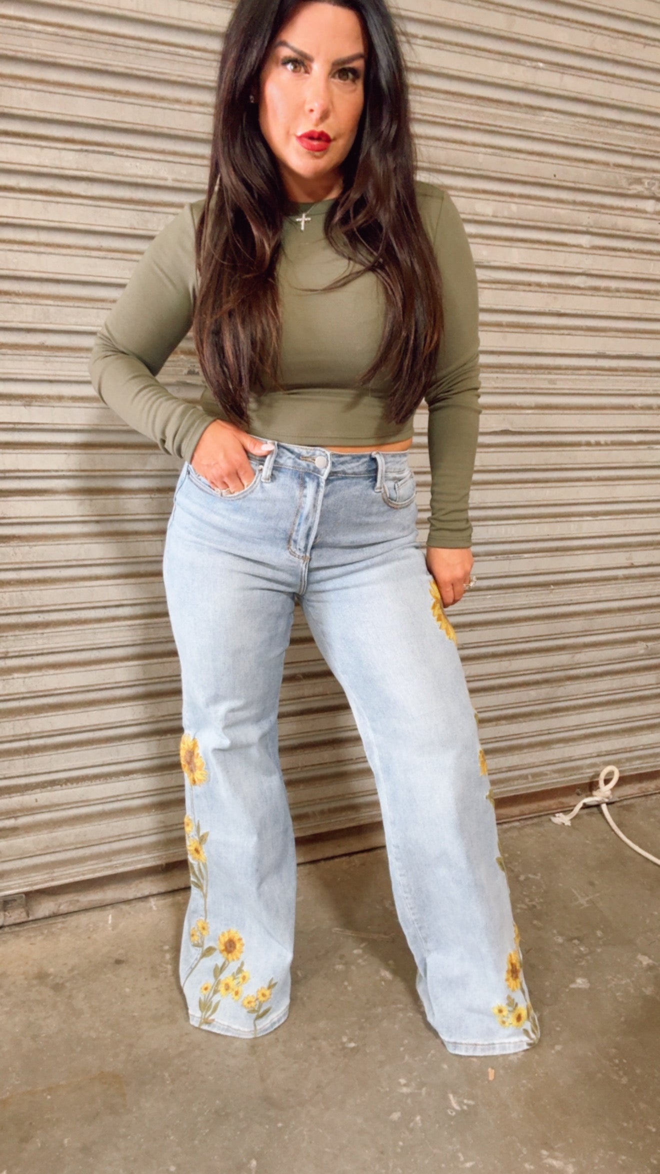 Oli and Hali High Rise Sunflower Jeans