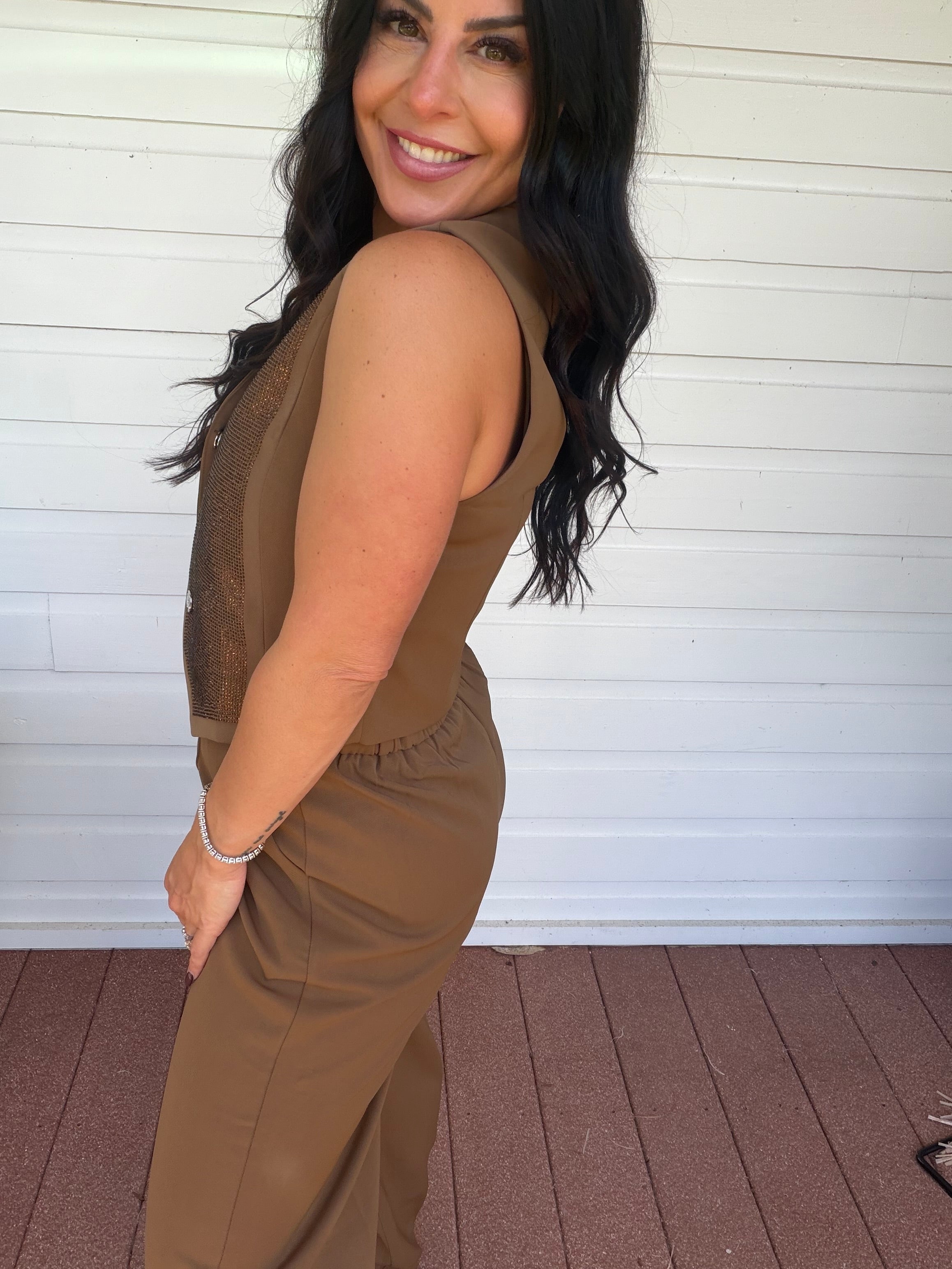 Diva Mocha  Sparkle Vest and Pants Set