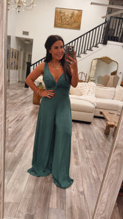 Hunter Green Twist Front Tank Jumpsuit