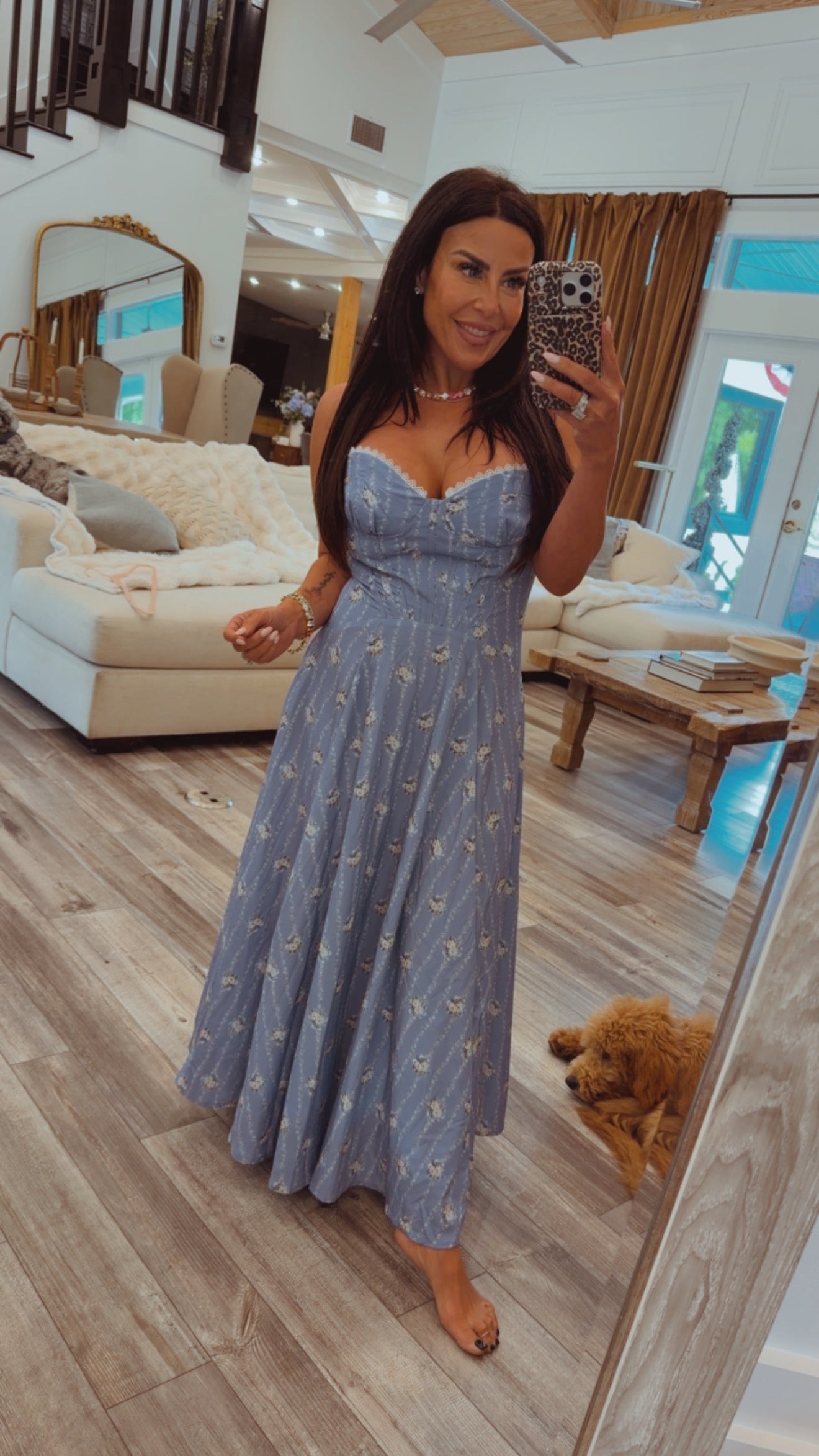 Blue and Daisy Chic Lace Up Tank Dress