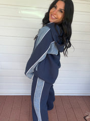 Denim and Navy Luxe Hoodie and Jogger Set