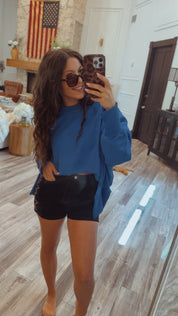 Blue Ultra Soft Lounge Fit Long Sleeve Crewneck