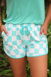 Jess Lea Groovy Mint Checkered Everyday Shorts