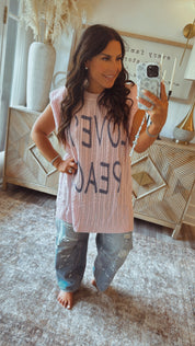 POL Pink Sleeveless Love n Peace Top