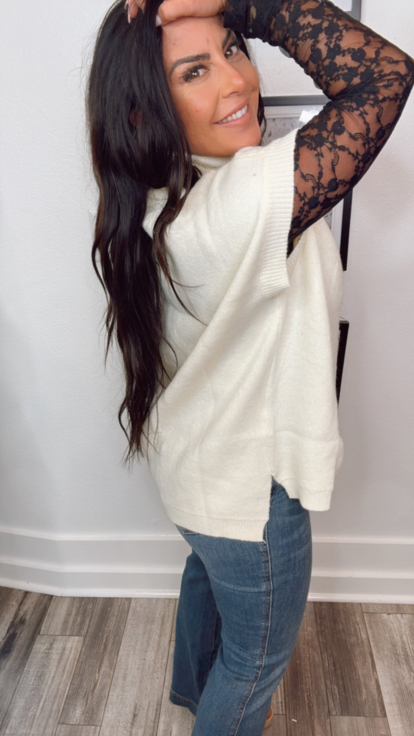 Ultra Soft Ivory Cozy Co Sleeveless Sweater Top