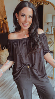 Sassy Black One Shoulder Top