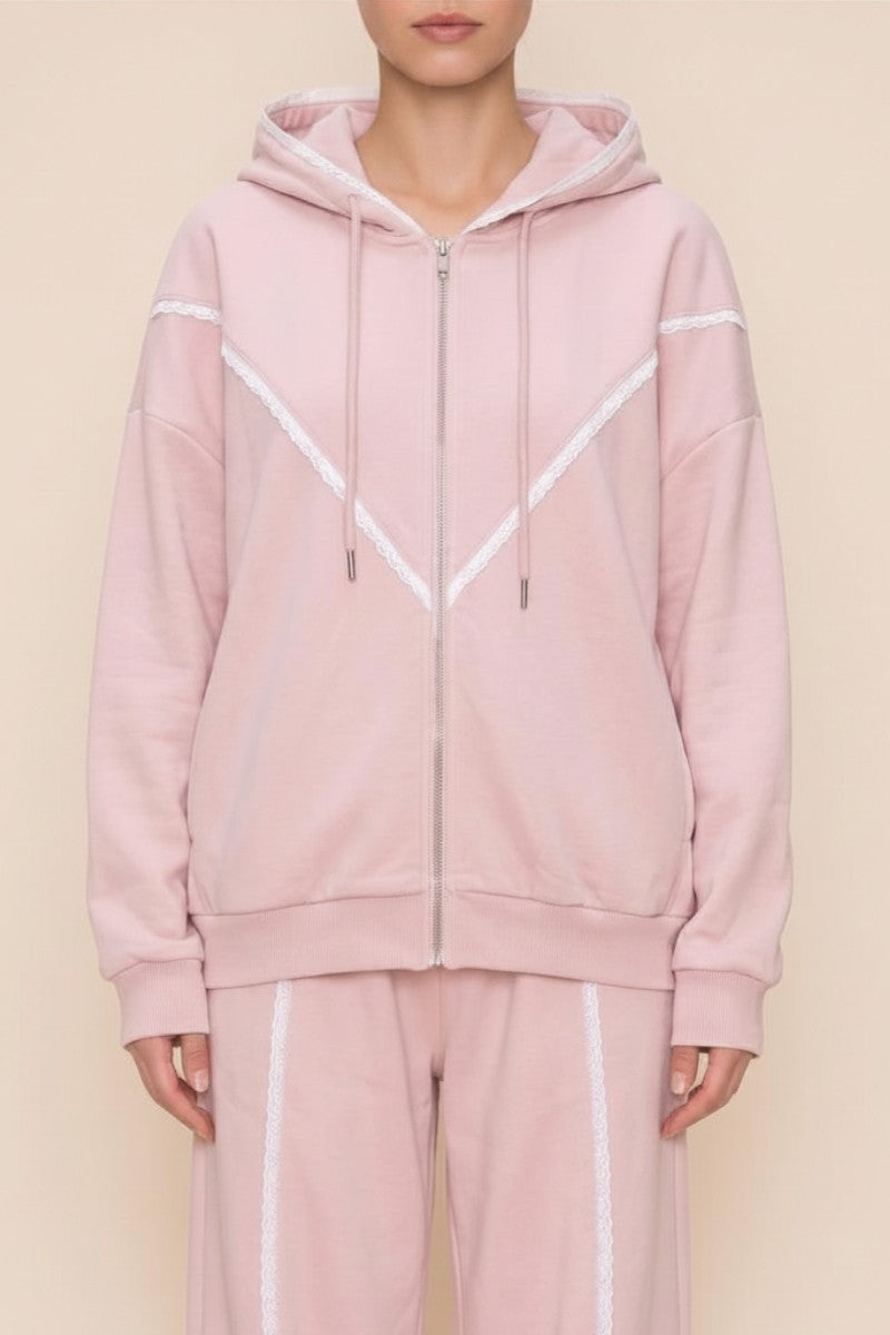 The Greii Soft Baby Pink  Ultra Soft Zip Up Hoodie
