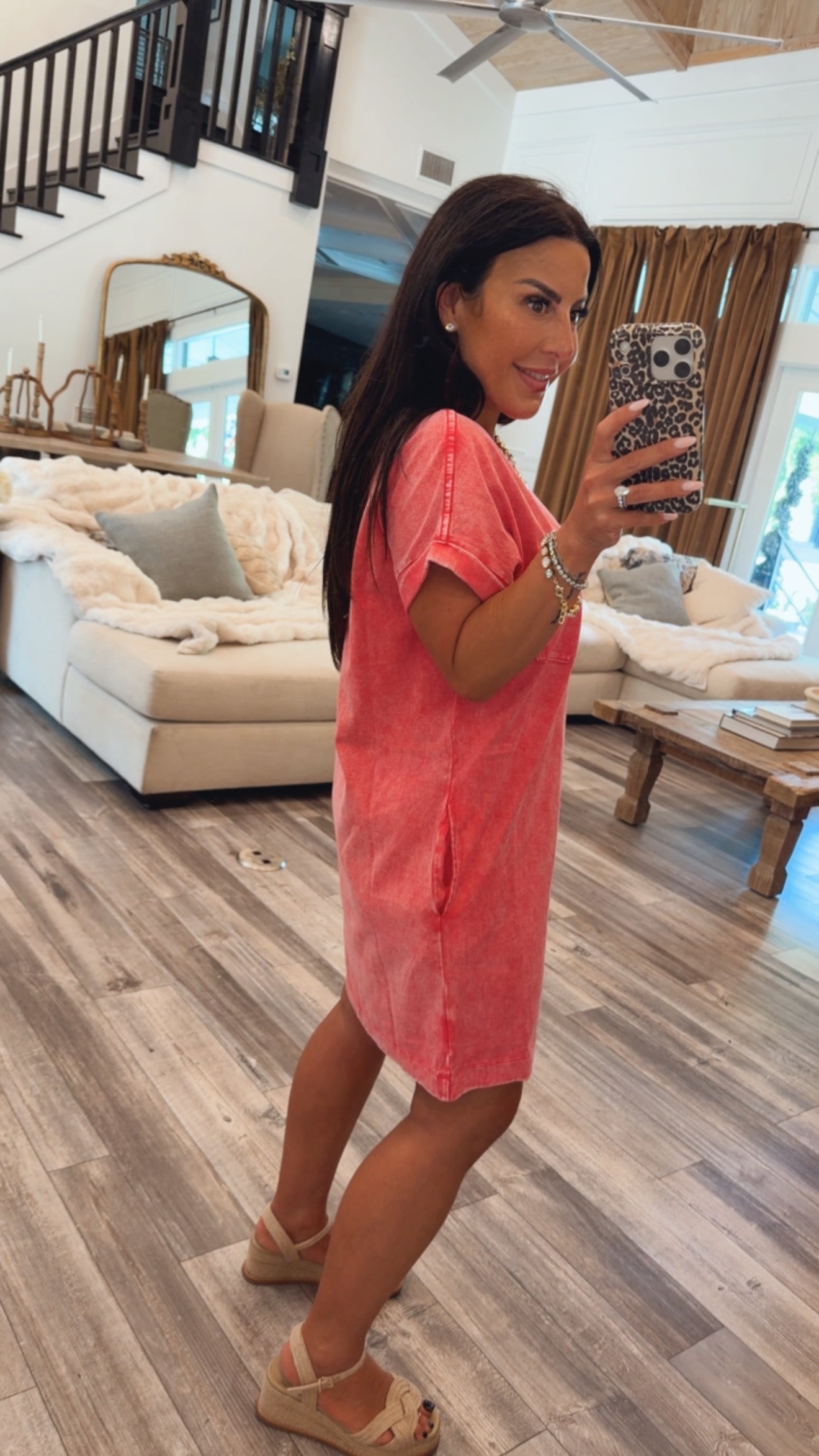 Ultra Soft Hot Pink Acid Wash TShirt Dress