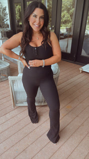 Sassy Black Button Up Ribbed Tank