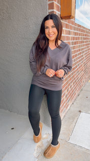 Charcoal Ultra Soft Cashmere Sweater Top