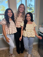 POL Floral Smocked Bust Blouse