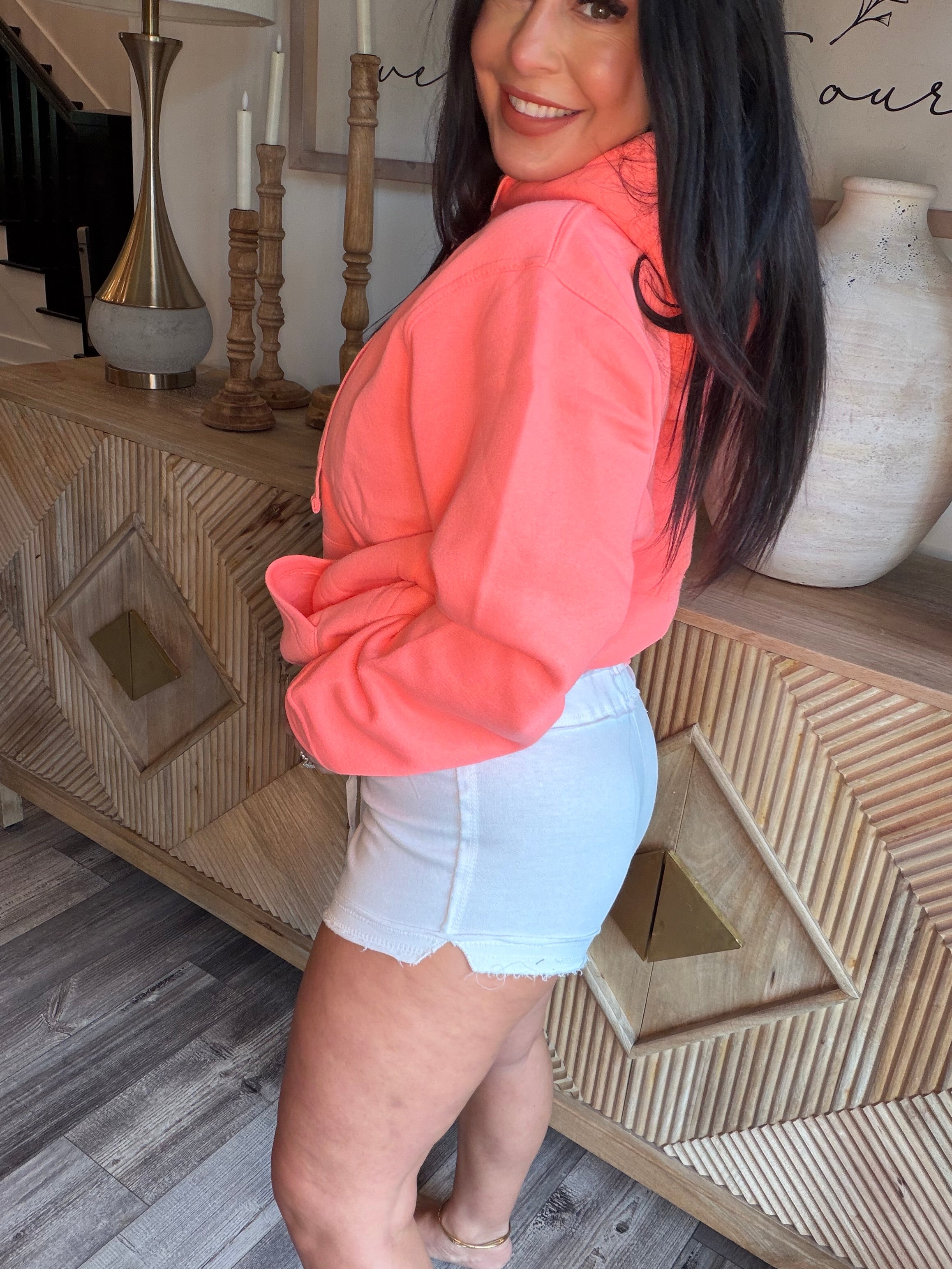 Coral Neon Fleec Hoodie