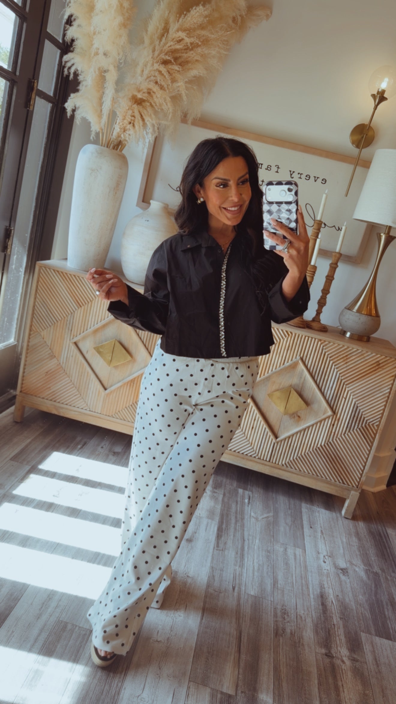 Black And White Polka Dot Joggers