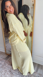 Chic Textured Yellow Long Sleeve Top  Cozy Co