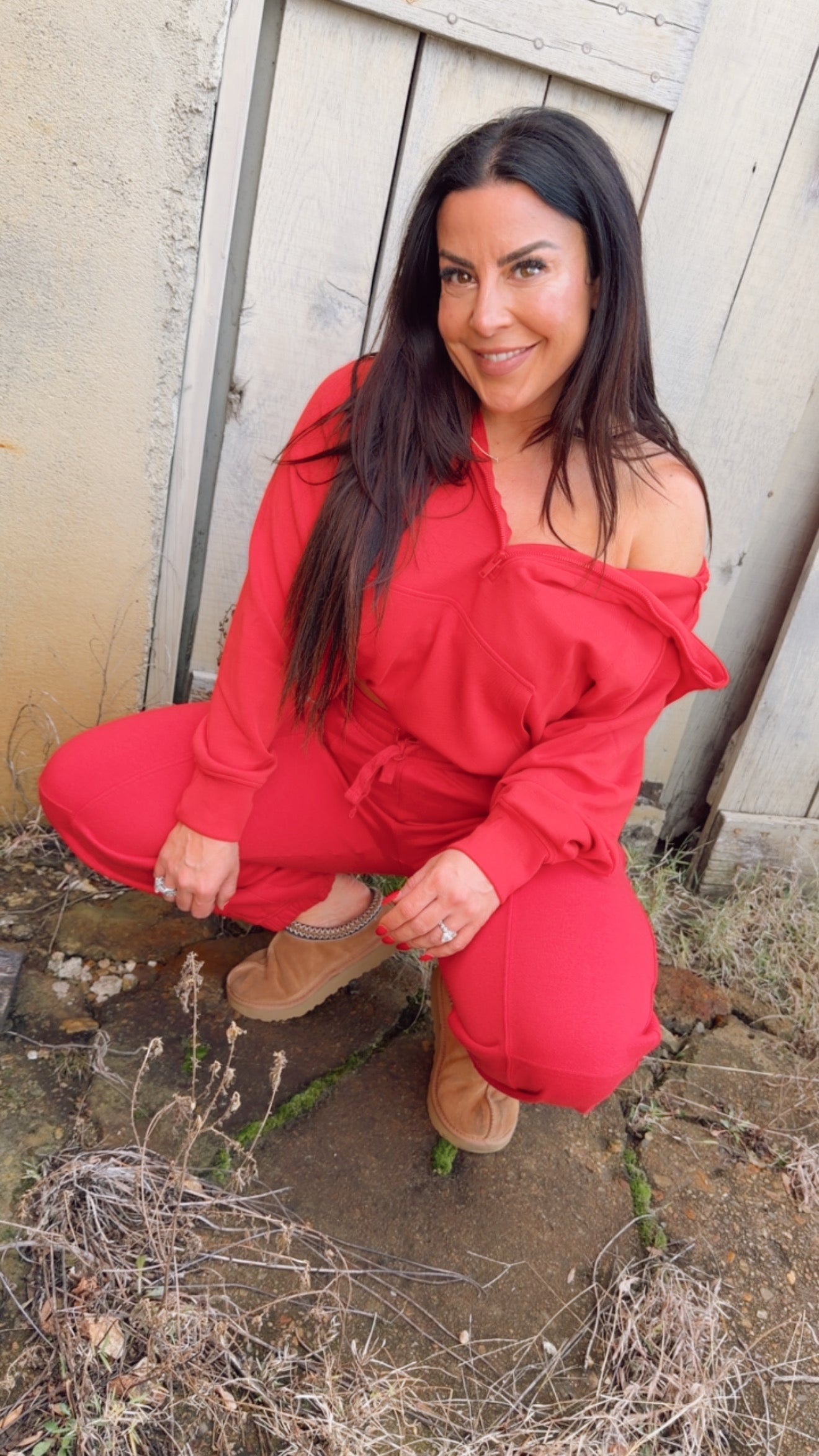 Ultra Soft Rae Mode True Red 1/2 Zip Hoodie