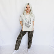 *Turquoise Skeleton Peace Sign Graphic Tee D-1081