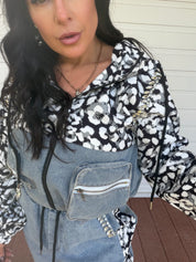 Denim And Cheetah Diva Sparkle Two Piece Set
