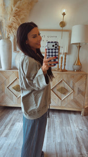 Stitch and CO Washed Olive Loose Fit Pullover